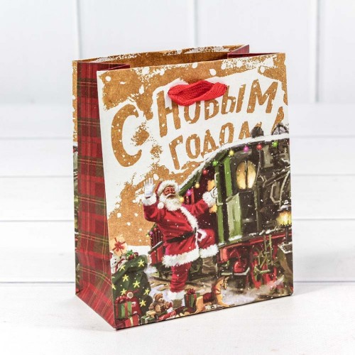 300367H Пакет подарочный крафт "Новогодний" (микс) 12*15*6,7 см 1/20 1/600