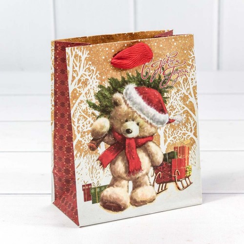 300367H Пакет подарочный крафт "Новогодний" (микс) 12*15*6,7 см 1/20 1/600