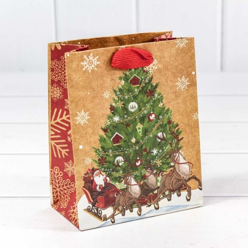 300367H Пакет подарочный крафт "Новогодний" (микс) 12*15*6,7 см 1/20 1/600