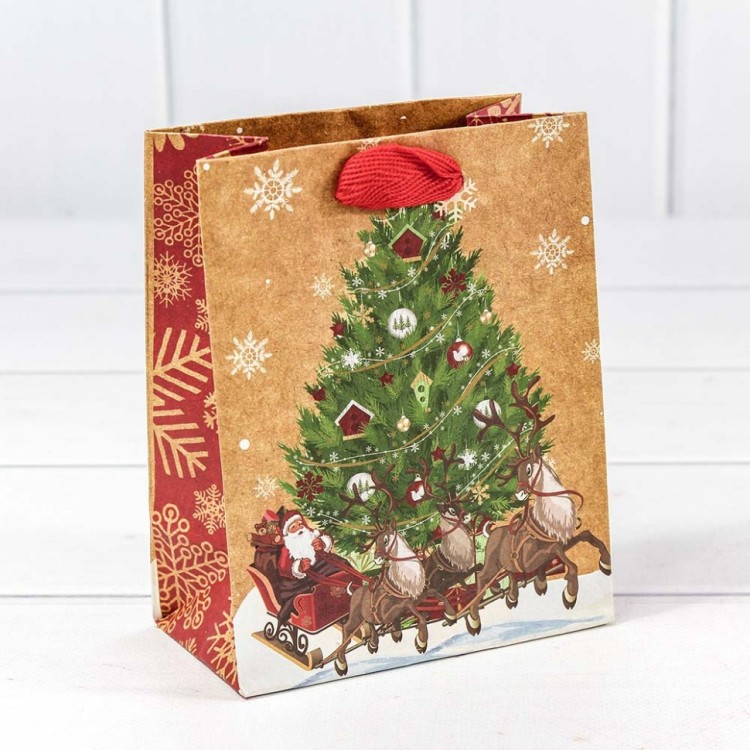 300367H Пакет подарочный крафт "Новогодний" (микс) 12*15*6,7 см 1/20 1/600