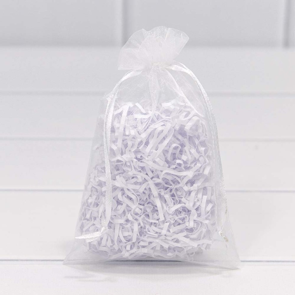 000801-6H Мешочки из органзы 11*16 см однотонные белый 1/100 1/5000