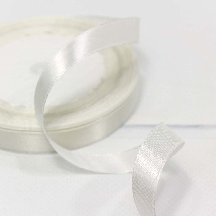 562-12/42 Лента Атласная Сатин 1,2см*25ярд Тёплый белый 1/10 1/600