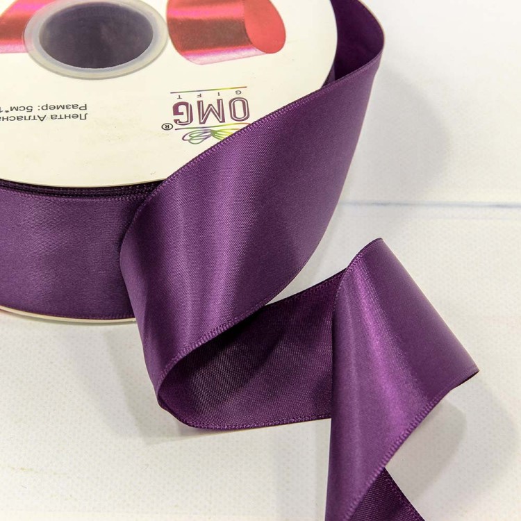 556-50/473 Лента атласная (полиэстер) 5 см*100 ярдов тёмно-пурпурный 1/7 1/28