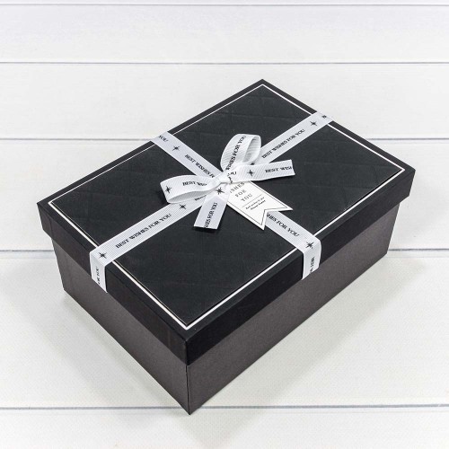 721913/1 Коробки Прямоугольные Набор 1/3 22,5*16*9,5 с белым бантом Чёрный 1/20