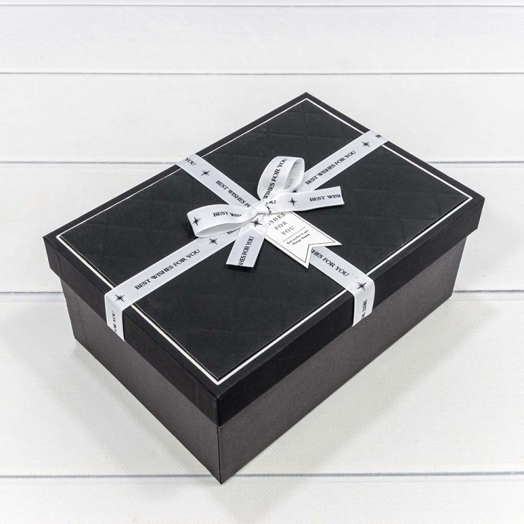 721913/1 Коробки Прямоугольные Набор 1/3 22,5*16*9,5 с белым бантом Чёрный 1/20