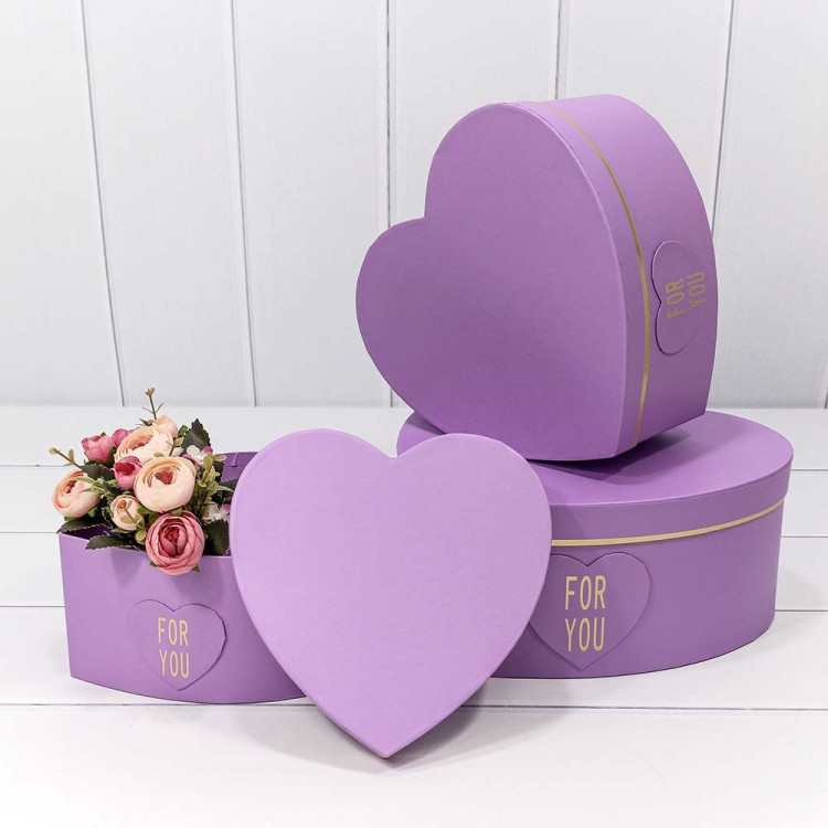 750380/1 Коробки "Сердце" Набор 1/3 27*27*12 "For you" Сиреневый 1/18