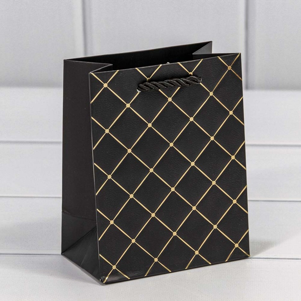 000391H/2 Пакет подарочный "Ромб" Чёрный 12*15*7 210г 1/20 1/480