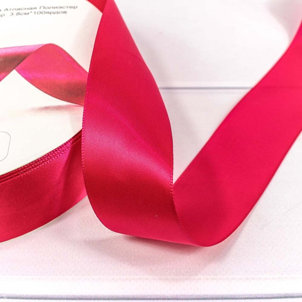 556-38/244 Лента Атласная Полиэстер класс А 3,8см*100ярд Тёмно-малиновый 1/9 1/36