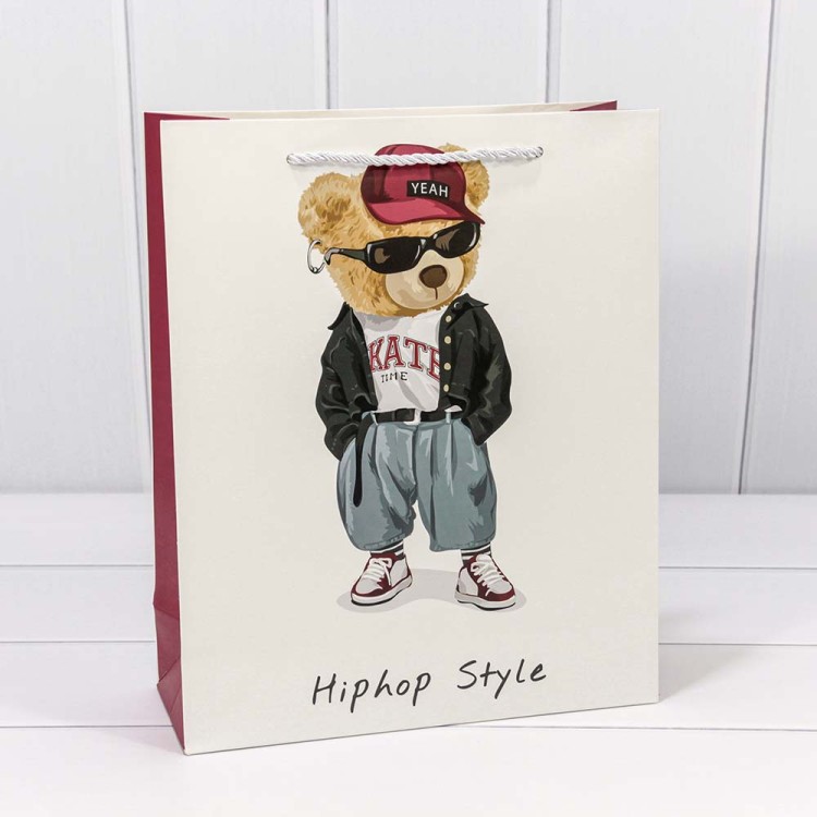 000116C Пакет подарочный "Стильные мишки" (микс) 26*32*13 210г 1/20 1/240