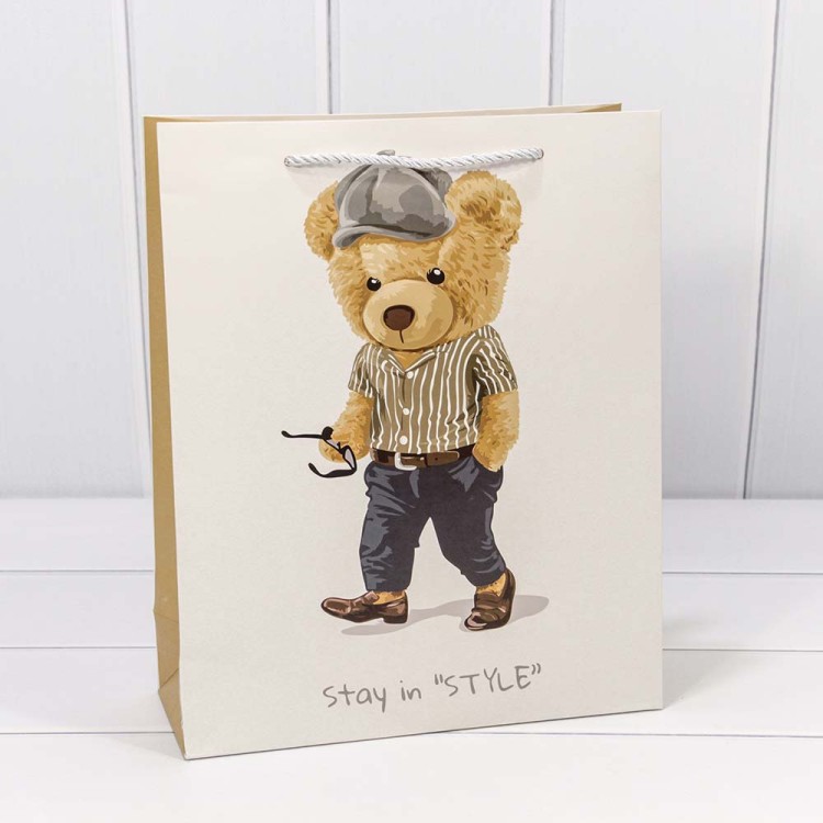 000116C Пакет подарочный "Стильные мишки" (микс) 26*32*13 210г 1/20 1/240