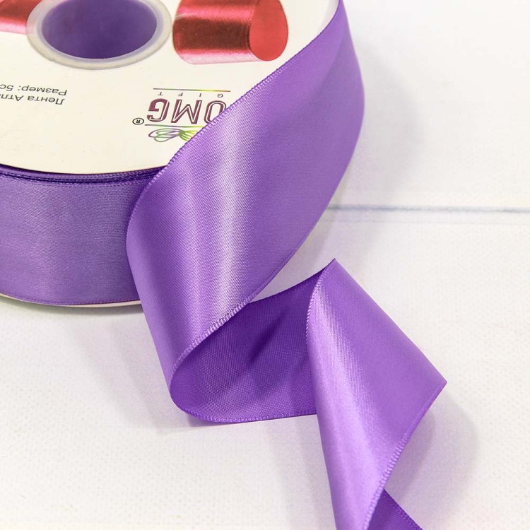 556-50/463 Лента атласная (полиэстер) 5 см*100 ярдов аметистовый 1/7 1/28
