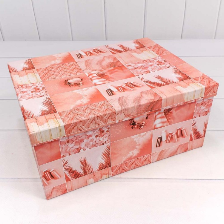 721604/1799 Набор коробок 1/10 прямоугольный 34*26*15,3 см Коллаж персиковый 1/6