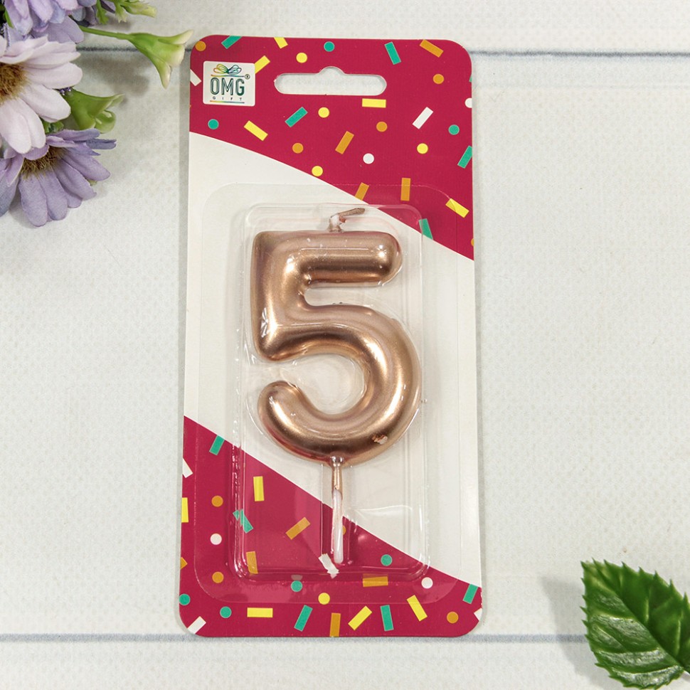 20010-91/5 Свеча для торта Цифра 5 Бронзовый 6см 1/12 1/120