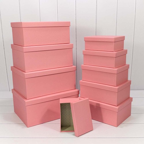 721604/1532 Набор прямоугольных однотонных коробок 1/10 Розовый 34*26*15.3см