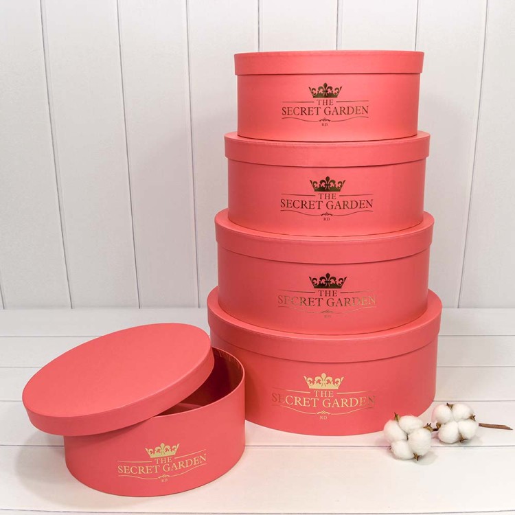 720888/10 Коробки Круглые Набор 1/5 37,5*14,5 "The Secret Garden" Коралловый 1/6