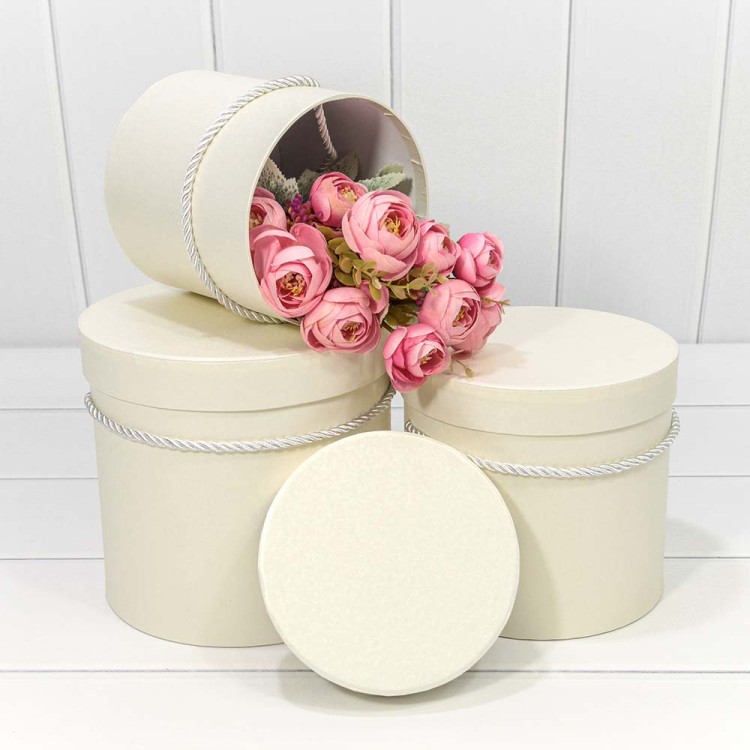 720112/21 Коробки Цилиндр Набор 1/3 18*17 Перламутр Белый 1/12