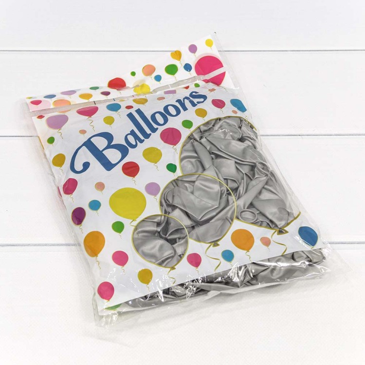 13100/9 Шарики воздушные из латекса "Перламутр" 7"/18см (100 шт.) 1,5г Серебряный 1/100