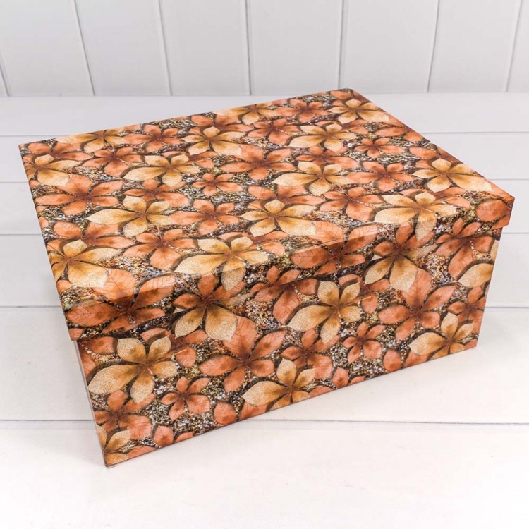 721604/1804 Набор коробок 1/10 прямоугольный 34*26*15,3 см Листья на песке 1/6