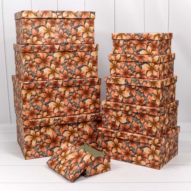 721604/1804 Набор коробок 1/10 прямоугольный 34*26*15,3 см Листья на песке 1/6