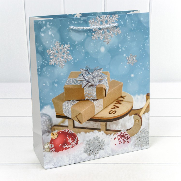 300465C Пакет подарочный "Новый год" (микс 465) 26*32*10 210г 1/20 1/240