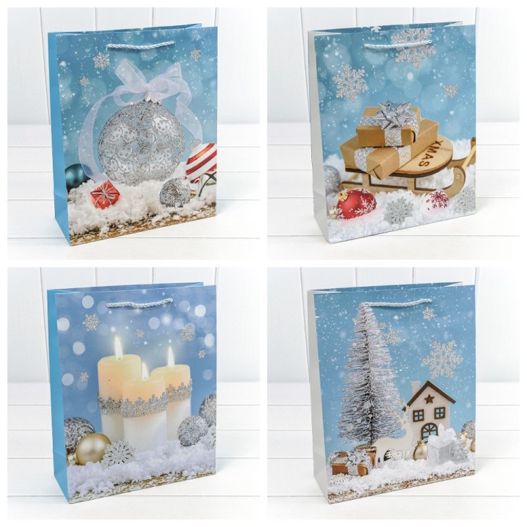 300465C Пакет подарочный "Новый год" (микс 465) 26*32*10 210г 1/20 1/240