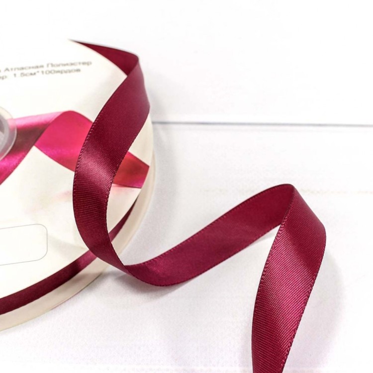 556-15/793 Лента атласная полиэстер класс А марсала 1,5см*100ярд 1/18 1/72