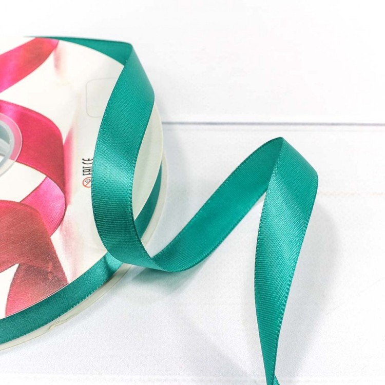 556-15/342 Лента Атласная Полиэстер класс А 1,5см*100ярд Аквамариновый 1/18 1/72