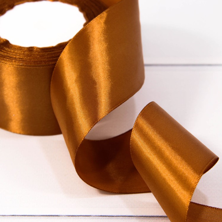 562-50/158 Лента Атласная Сатин 5см*25ярд Золотисто-коричневый 1/4 1/160