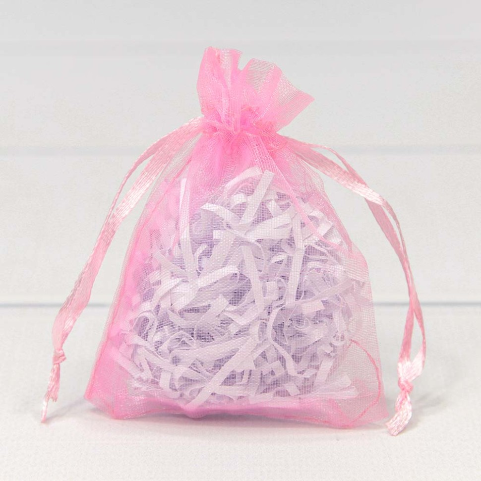 000801-10J Мешочки из органзы 7*9 см однотонные розовый 1/100 1/5000