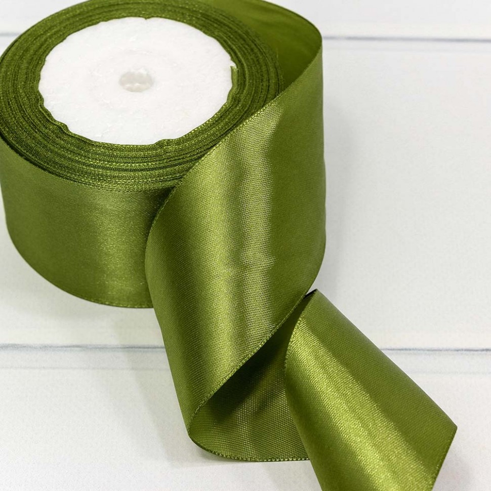 562-50/178 Лента атласная (сатин) 5 см*25 ярдов оливковый 1/4 1/160
