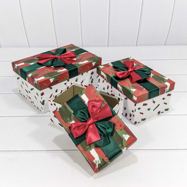 720300-236 Коробки Прямоугольные Набор 1/3 26*18*12 с атласным бантом (ассортимент) 1/30