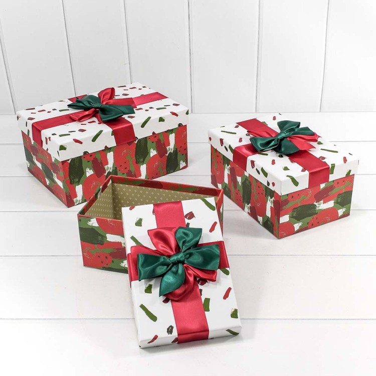 720300-236 Коробки Прямоугольные Набор 1/3 26*18*12 с атласным бантом (ассортимент) 1/30