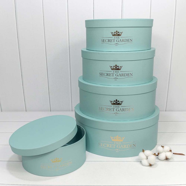720888/8 Коробки Круглые Набор 1/5 37,5*14,5 "The Secret Garden" Голубой 1/6