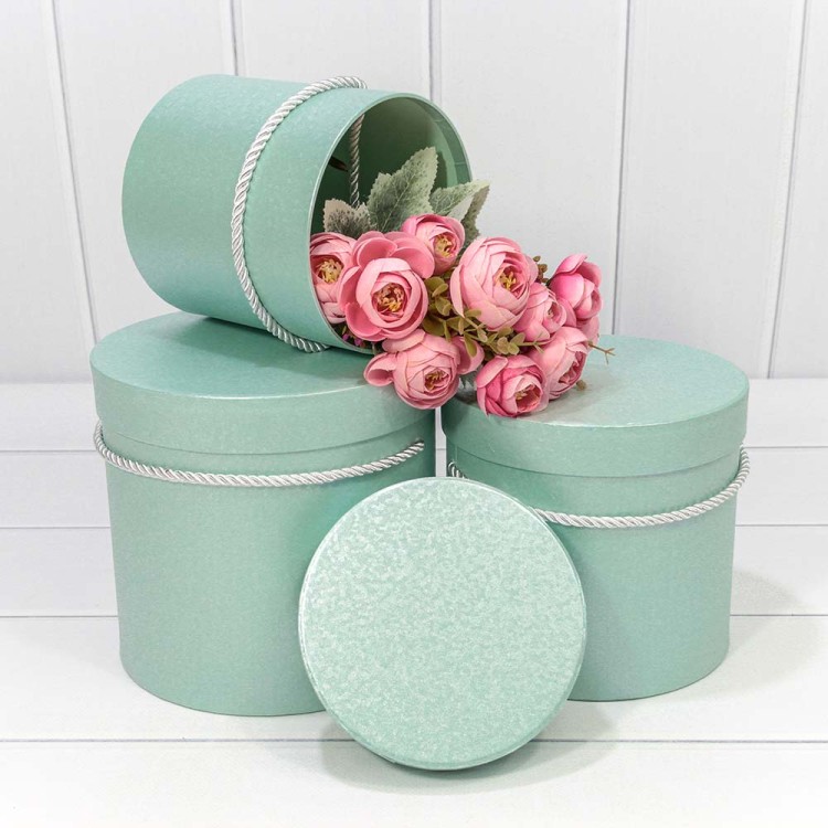 720112/25 Коробки Цилиндр Набор 1/3 18*17 Перламутр Зеленовато-голубой 1/12