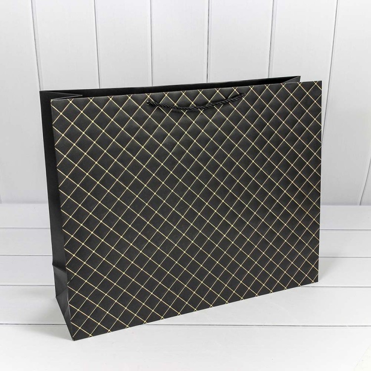 000391TA/2 Пакет подарочный "Ромб" Чёрный 50*40*15 210г 1/20 1/60