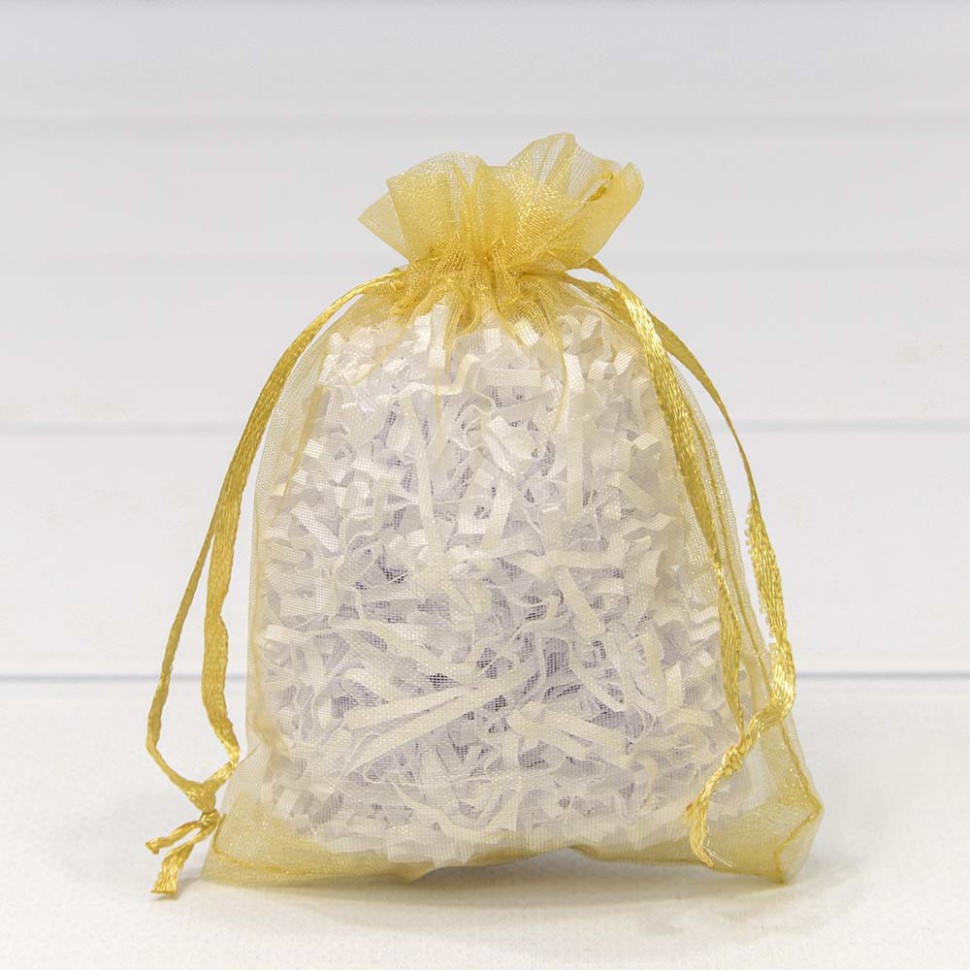 000801-7I Мешочки из органзы 9*12 см однотонные золото 1/100 1/5000