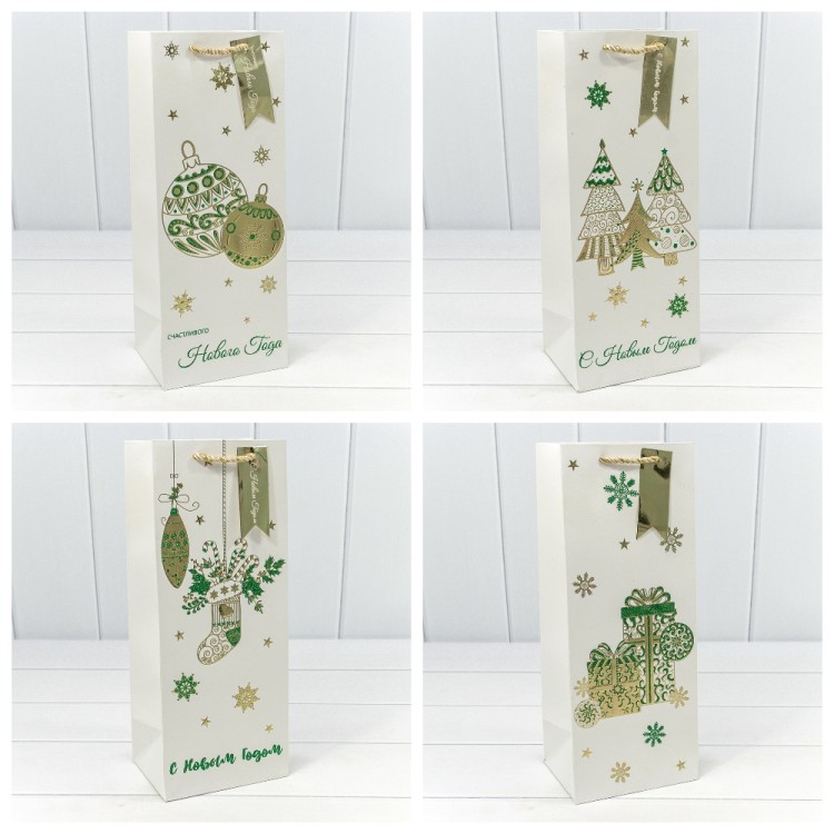 300434M Пакет подарочный "Новый год" (микс 434) 14*35*11 210г 1/20 1/240