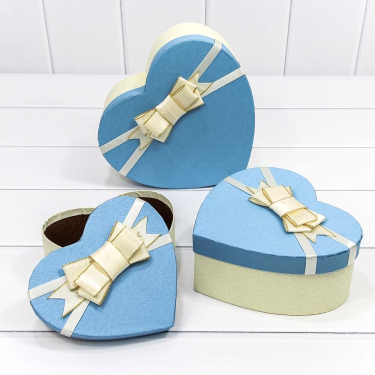 7201520/6 Набор коробок 1/3 сердце 22*20*9 с бантом "For You" (ассортимент) 1/36