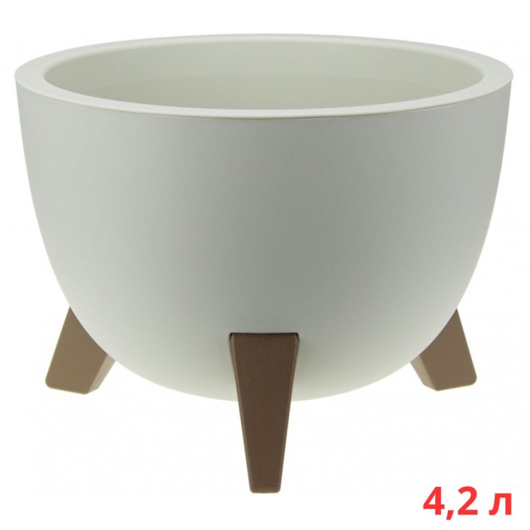 М3186/1 Кашпо ФЛОРИАН D250мм 4,2л белый ротанг