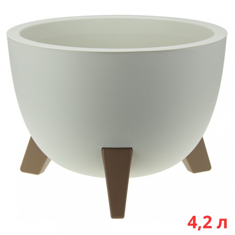 М3186/1	Кашпо ФЛОРИАН D250мм 4,2л  белый ротанг