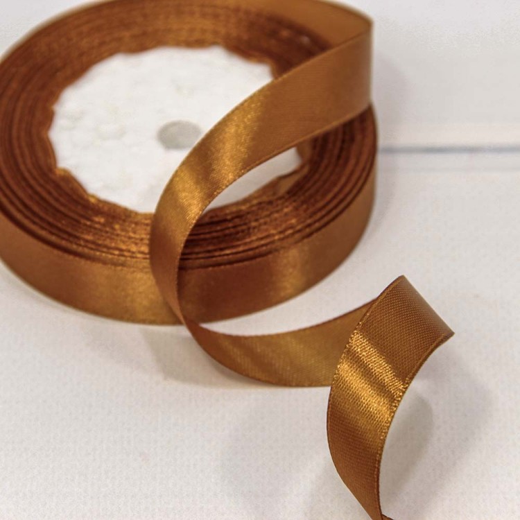 562-15/158 Лента Атласная Сатин 1,5см*25ярд Золотисто-коричневый 1/10 1/600
