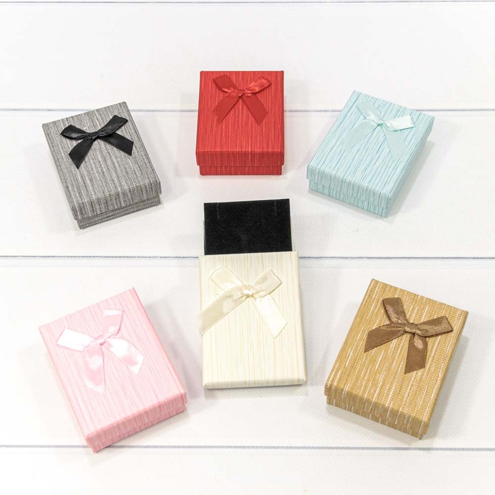 618-7/9 Коробка Прямоугольная 9*7*2,8 с бантиком (микс 4) 1/12 1/480