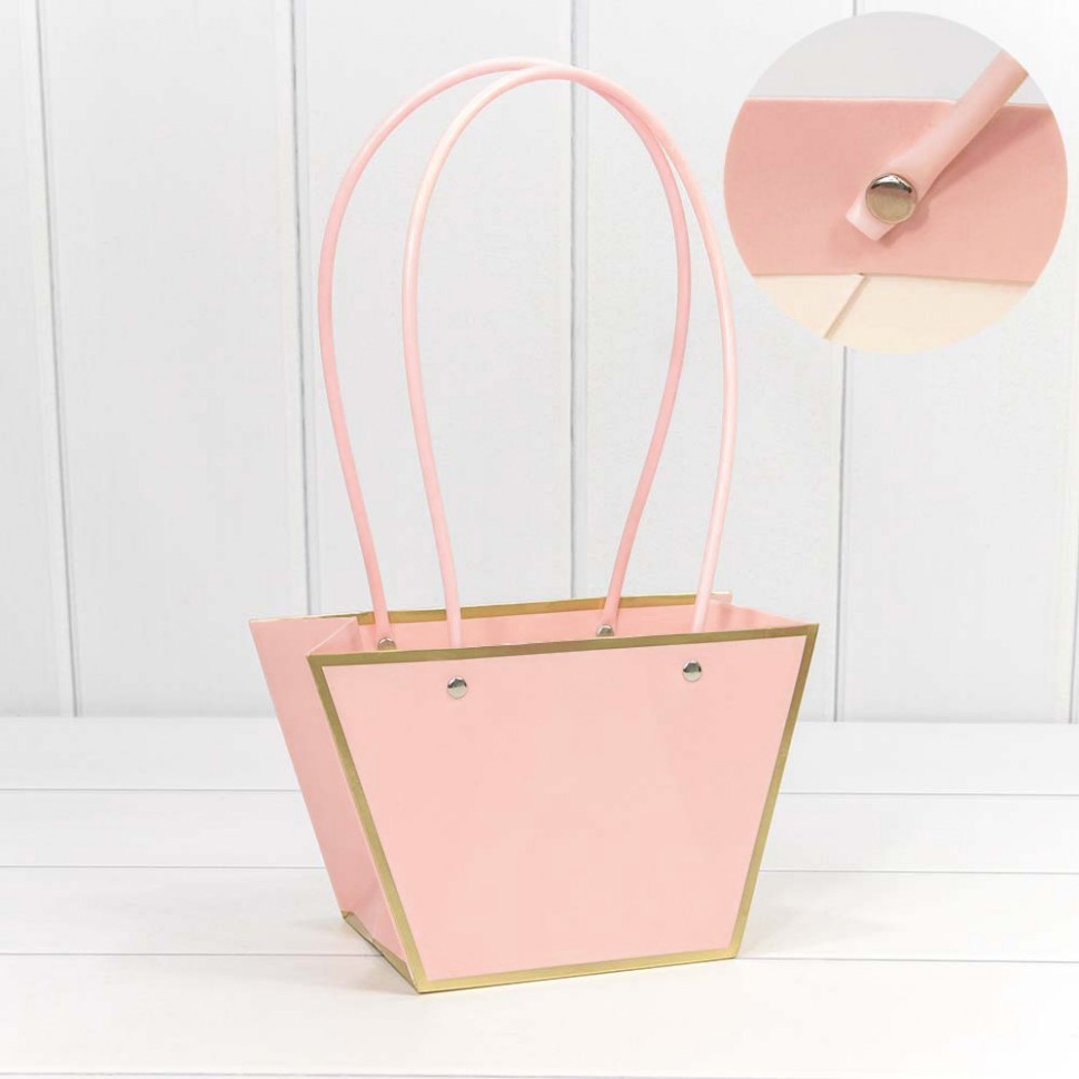 000172FA/2 Пакет подарочный "Ваза для цветов" 21*13,5*10,5 с золотой рамкой Розовый 1/10 1/150 000172FA/2 Пакет подарочный "Ваза для цветов" 21*13,5*10,5 с золотой рамкой Розовый 1/10 1/150