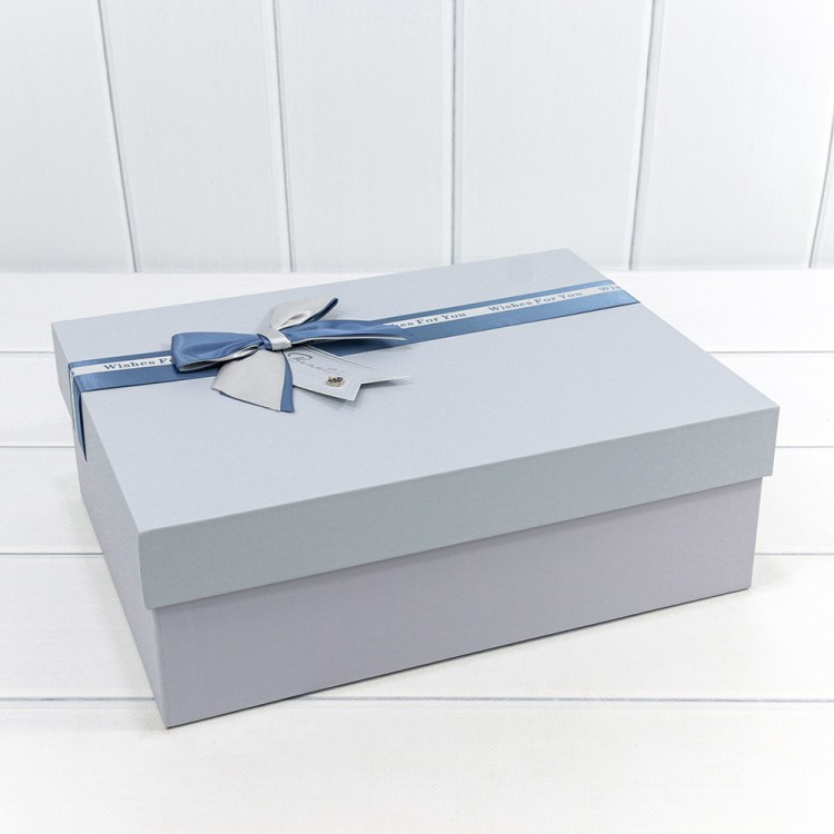 720631/3 Коробки Прямоугольные Набор 1/3 33,5*25*11,5 с двойным бантом Голубой 1/12