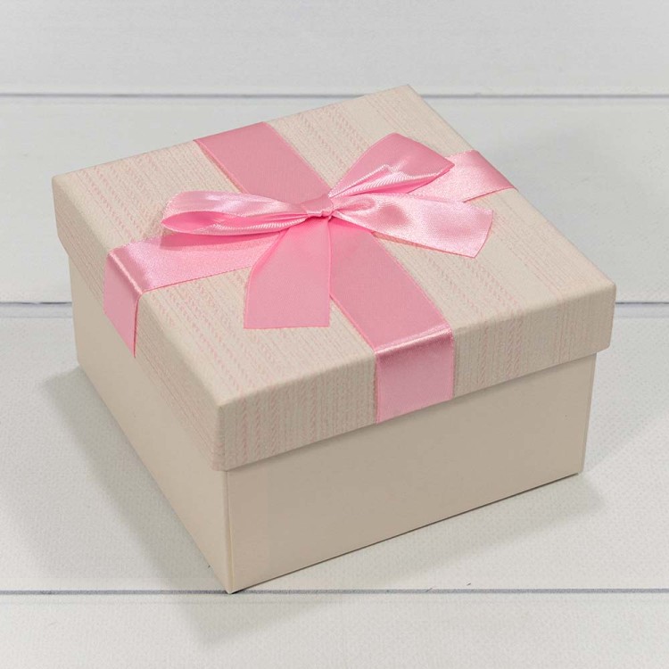 720365/2 Коробки Квадратные Набор 1/3 13*13*7,5 с бантом Светло-розовый 1/60