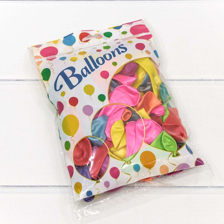 12600 Шарики воздушные из латекса "Металлик" 5"/13см (100 шт.) 1г (микс) 1/100