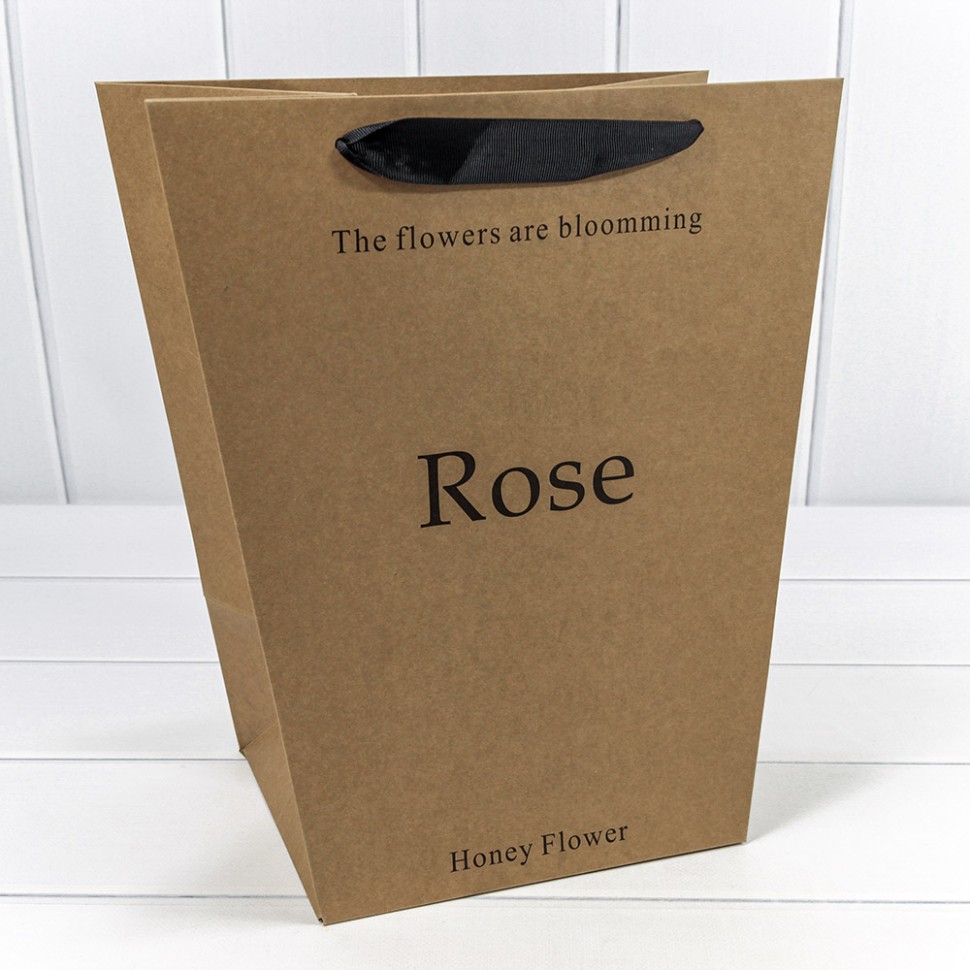 000182 Пакет подарочный "Rose" Крафт 30*34*20 210г 1/10 1/100