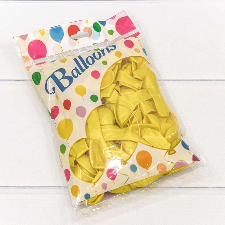 12600/1 Шарики воздушные из латекса "Металлик" 5"/13см (100 шт.) 1г Жёлтый 1/100