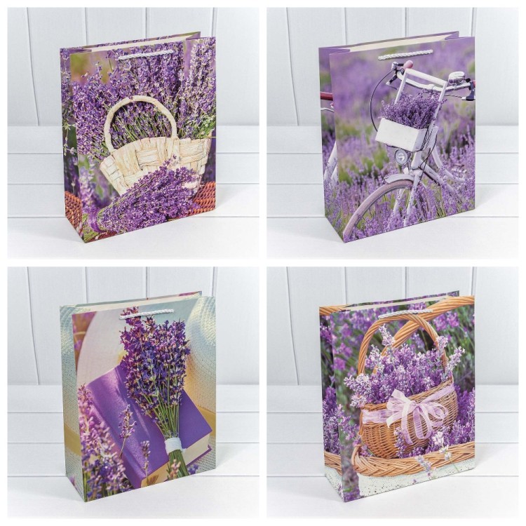 000190C Пакет подарочный "Лаванда" (микс 190) 26*32*10 210г 1/20 1/240