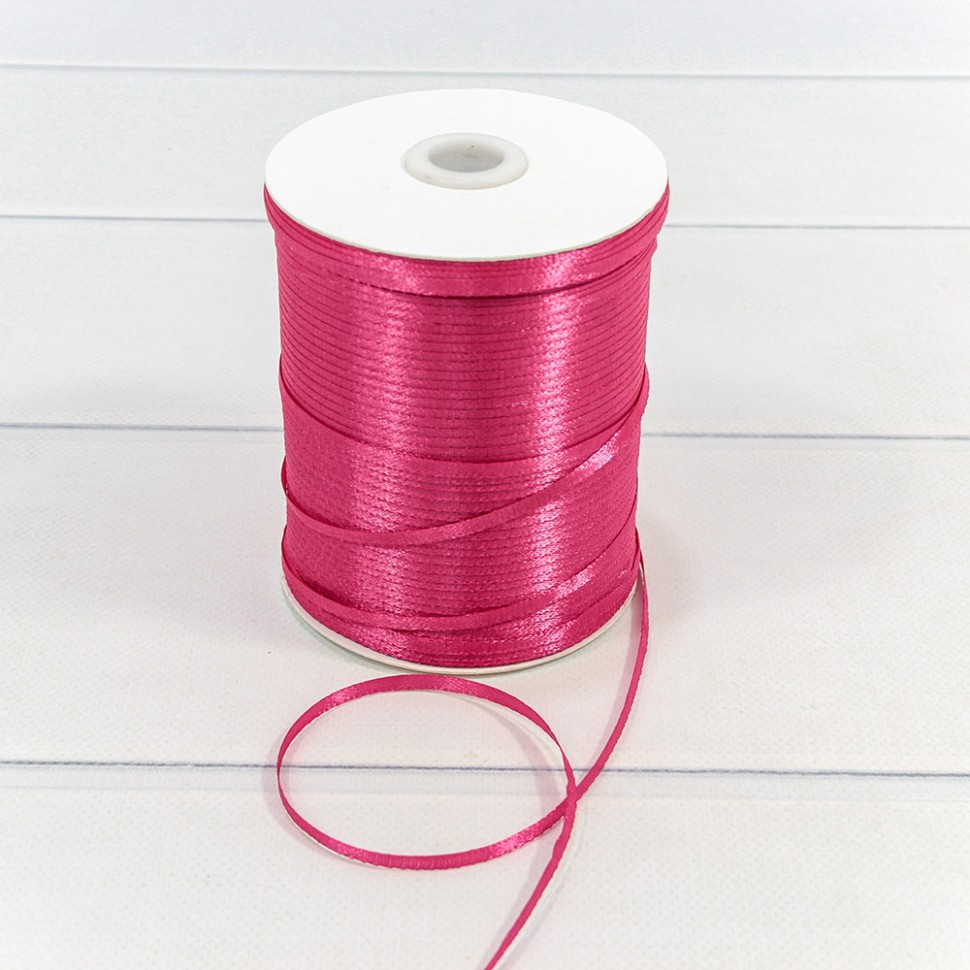 595-03/72 Лента Атласная Сатин (бобина) 0,3см*870ярд Малиновый-72 1/40		